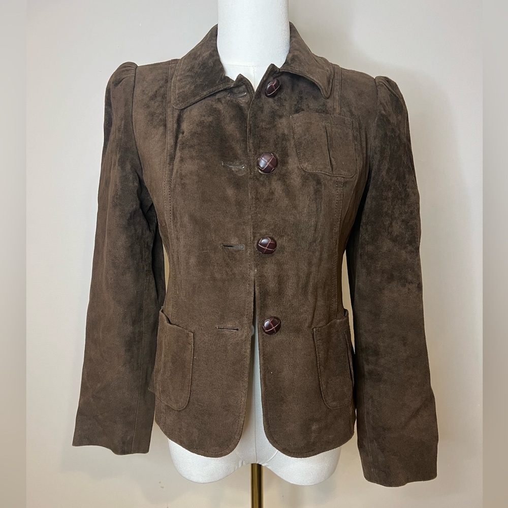 Chocolate brown leather blazer